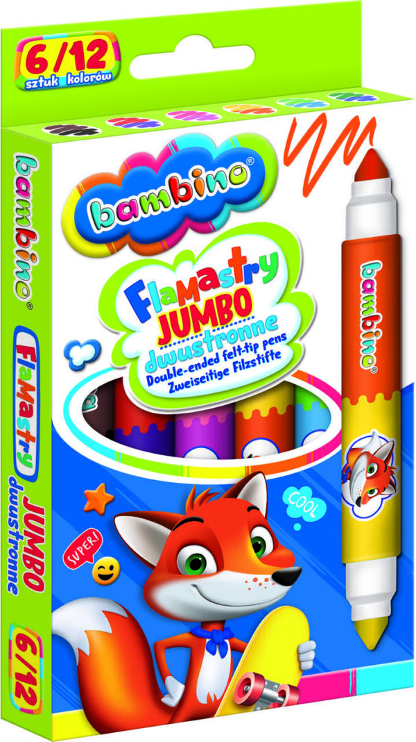 Flamastry mazaki dwustronne grube Bambino 12 kolorów - obrazek 2