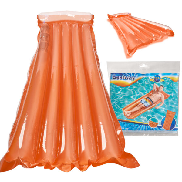 Materac dmuchany plażowy do pływania na basen wodę BESTWAY 44013 pomarańczowy 90kg 183cm - obrazek 4