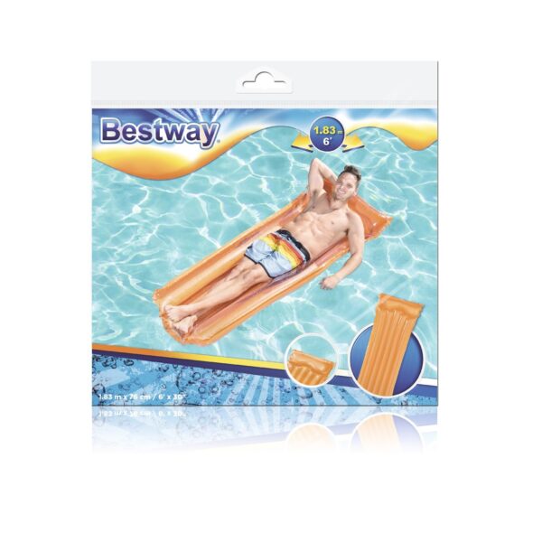 Materac dmuchany plażowy do pływania na basen wodę BESTWAY 44013 pomarańczowy 90kg 183cm - obrazek 2