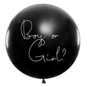 Balon Gender Reveal Chłopiec czy dziewczynka niebieskie konfetti 100cm