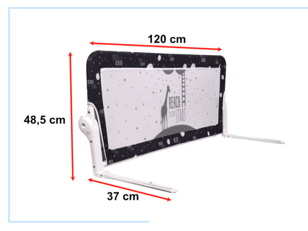 Barierka osłona ochronna do łóżka otwierana 120cm czarna - obrazek 5