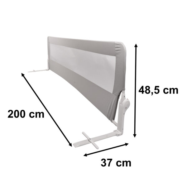 Barierka osłona ochronna do łóżka otwierana 200 cm szara - obrazek 5