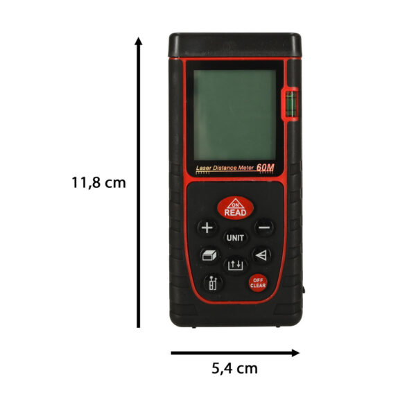 Dalmierz laserowy miernik odległości cyfrowy wodoodporny IP54 3mm/60m pokrowiec zasilanie bateryjne KAFUWELL - obrazek 9