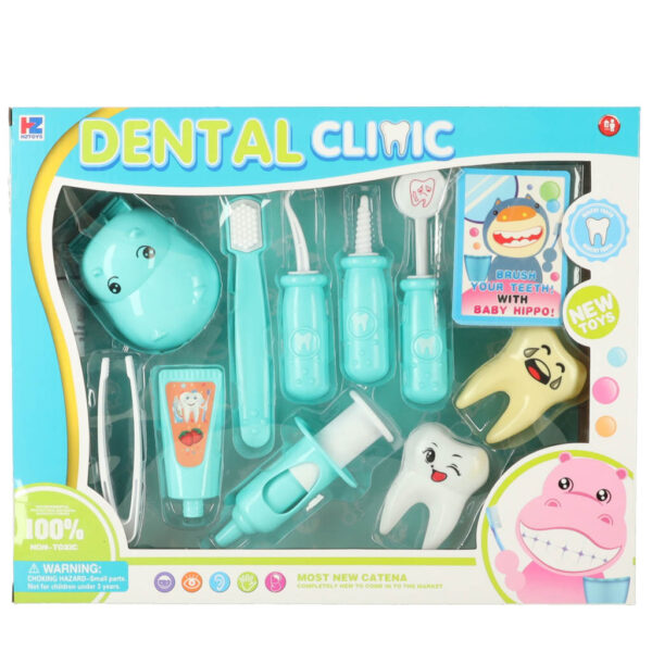 Dentysta zestaw lekarski hipopotam niebieski - obrazek 8