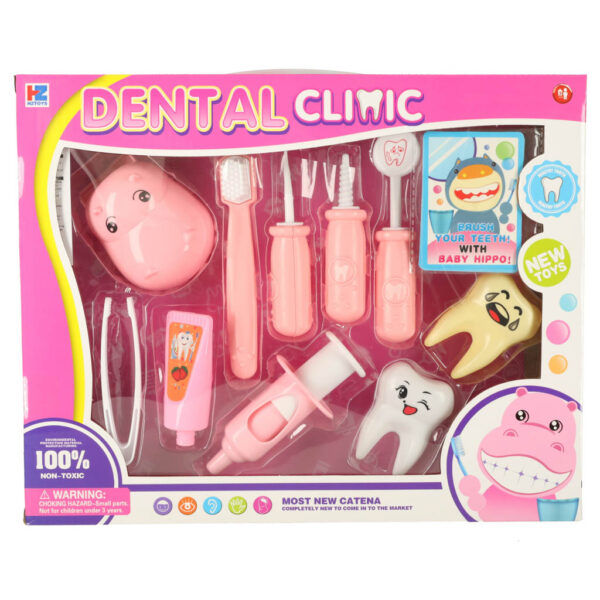 Dentysta zestaw lekarski hipopotam różowy - obrazek 8