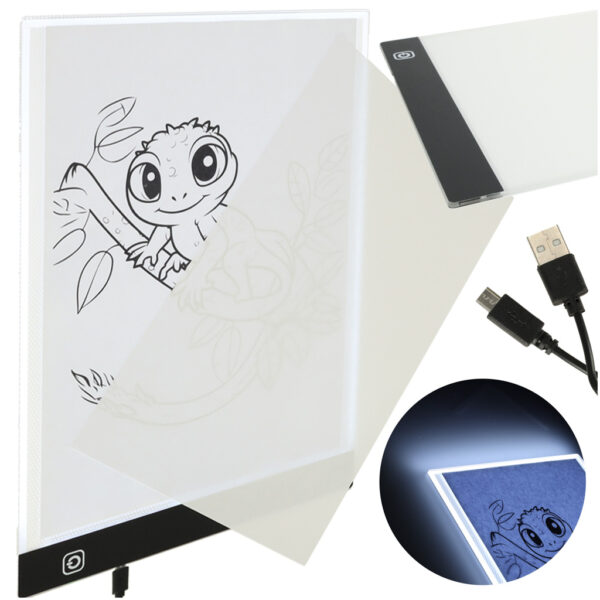 Deska kreślarska tablica tablet graficzny kalka do rysowania podświetlana LED A4 - obrazek 11