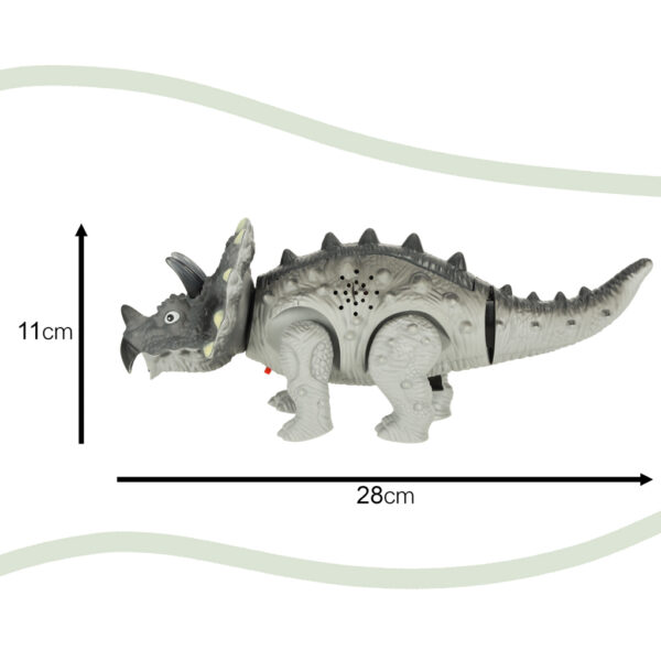 Dinozaur Triceratops zabawka interaktywna na baterie chodzi świeci ryczy - obrazek 3