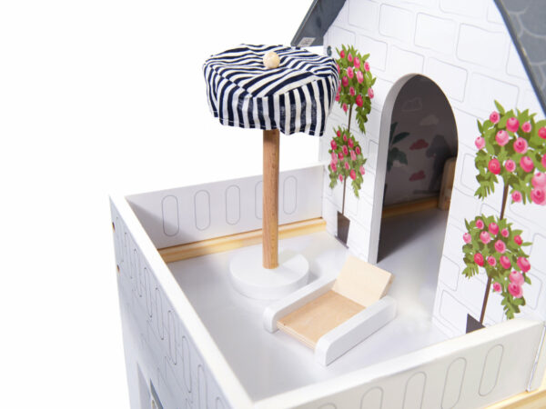 Domek dla lalek drewniany MDF mebelki 78cm czarny LED - obrazek 4