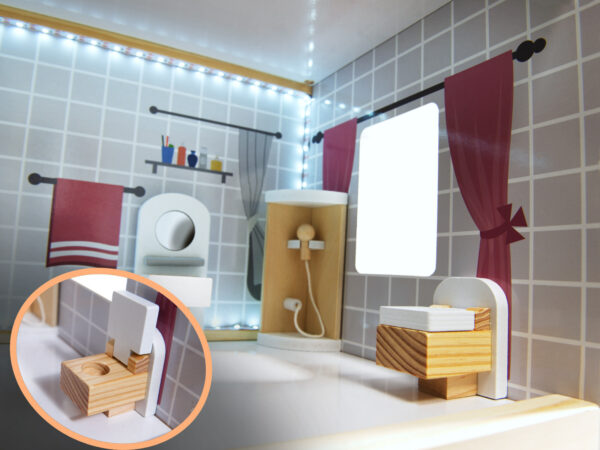 Domek dla lalek drewniany MDF mebelki 78cm czarny LED - obrazek 9