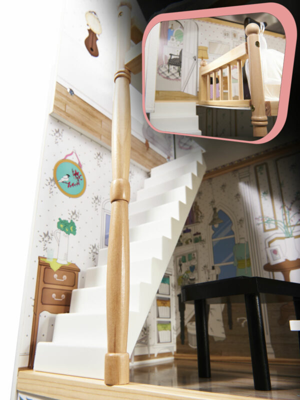 Domek dla lalek drewniany MDF mebelki 122cm XXL LED - obrazek 14