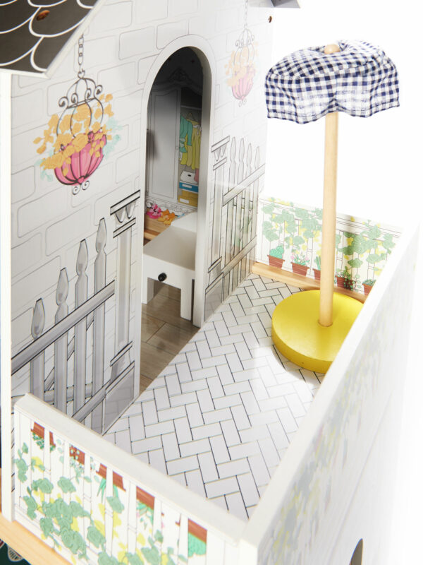 Domek dla lalek drewniany MDF mebelki 122cm XXL LED - obrazek 15