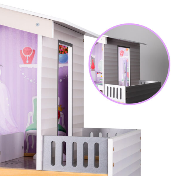 Domek dla lalek drewniany mebelki pastelowy 117cm - obrazek 6