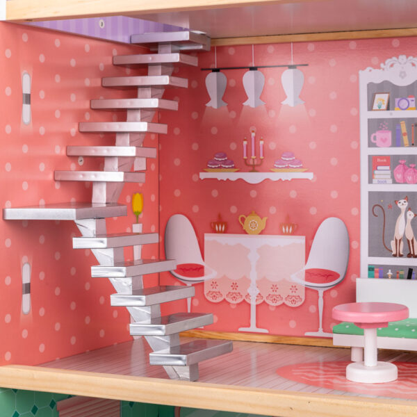 Domek dla lalek drewniany mebelki pastelowy 117cm - obrazek 7