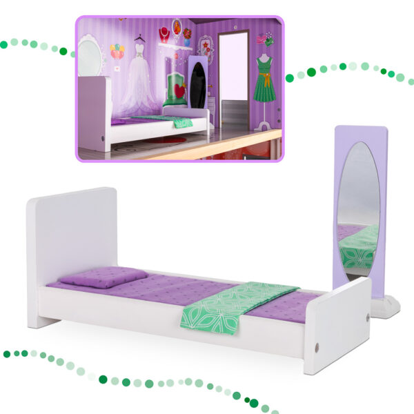 Domek dla lalek drewniany mebelki pastelowy 117cm - obrazek 10