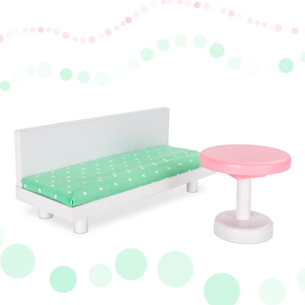 Domek dla lalek drewniany mebelki pastelowy 117cm - obrazek 11