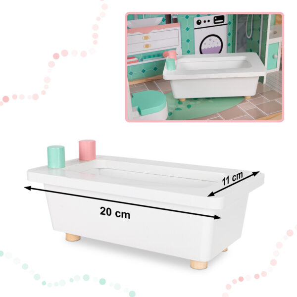 Domek dla lalek drewniany mebelki pastelowy 117cm - obrazek 13