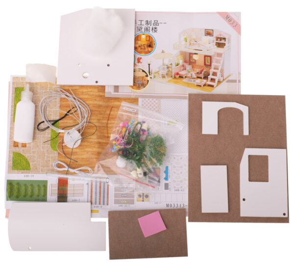 Domek dla lalek drewniany model do złożenia LED 19,5cm - obrazek 3
