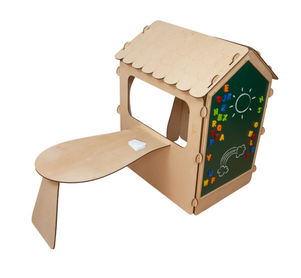 Domek ogrodowy drewniany stolik tablica kredowa 86 x 137 x 105 cm - obrazek 2