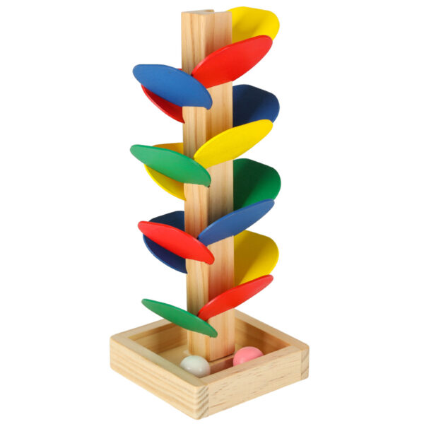 Drzewko edukacyjne klocki drewniane tor kulkowy Kulodrom Montessori - obrazek 2