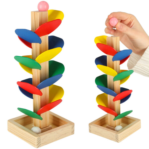 Drzewko edukacyjne klocki drewniane tor kulkowy Kulodrom Montessori - obrazek 9