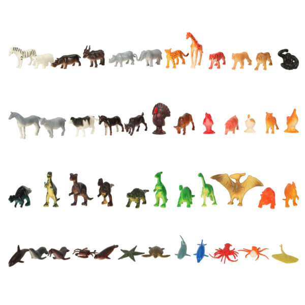 Figurki zwierzęta morskie dzikie zagrodowe dinozaury zestaw mix 48sztuk - obrazek 2