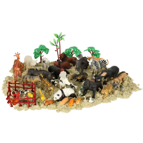Figurki zwierząt zwierzęta zoo safari farma akcesoria skrzynka 59 el. - obrazek 2