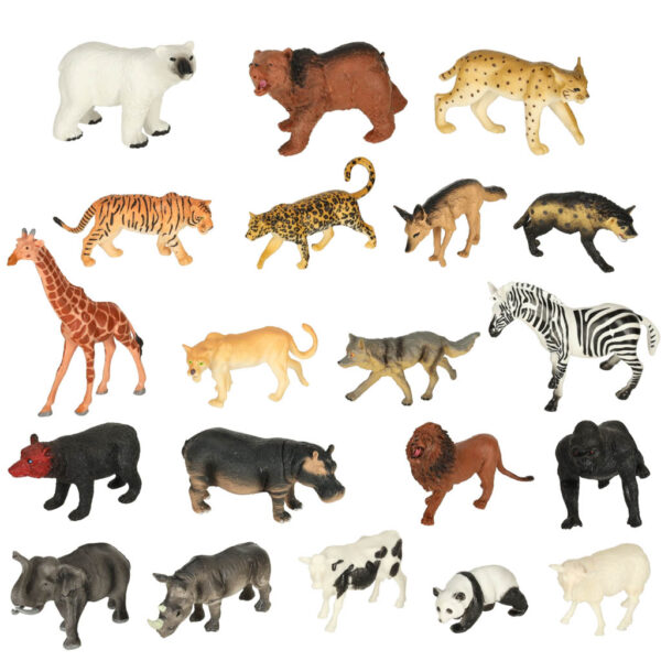 Figurki zwierząt zwierzęta zoo safari farma akcesoria skrzynka 59 el. - obrazek 4
