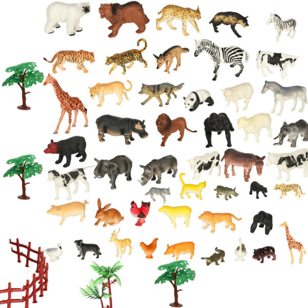Figurki zwierząt zwierzęta zoo safari farma akcesoria skrzynka 59 el. - obrazek 8