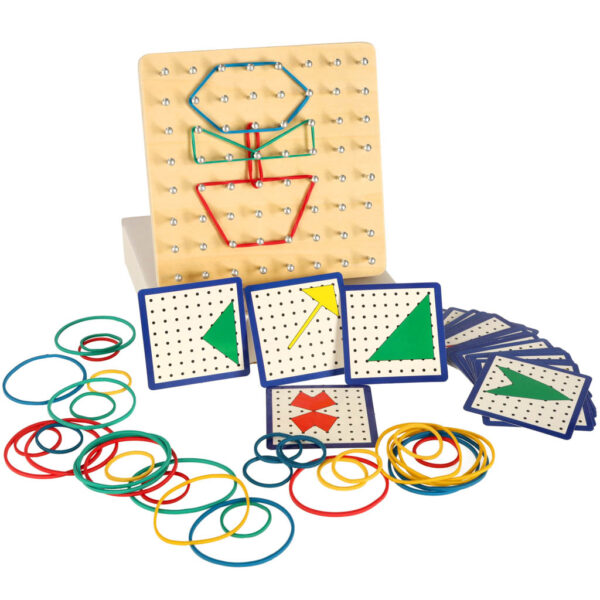 Geoboard geoplan drewniana układanka tworzenie kształtów z gumek - obrazek 2
