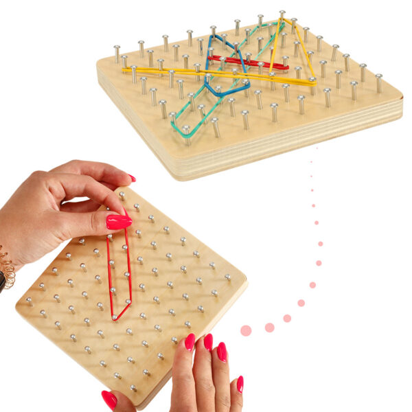 Geoboard geoplan drewniana układanka tworzenie kształtów z gumek - obrazek 4