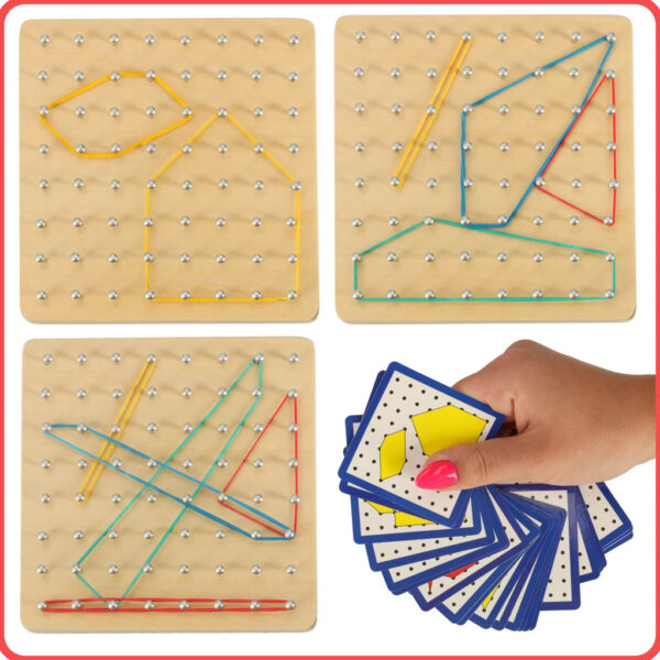 Geoboard geoplan drewniana układanka tworzenie kształtów z gumek - obrazek 8