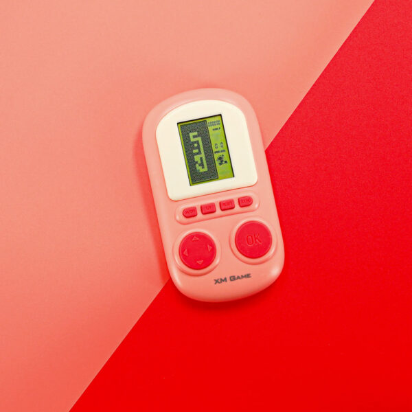 Gra elektroniczna zręcznościowa mini konsola przenośna kieszonkowa tetris różowa - obrazek 5