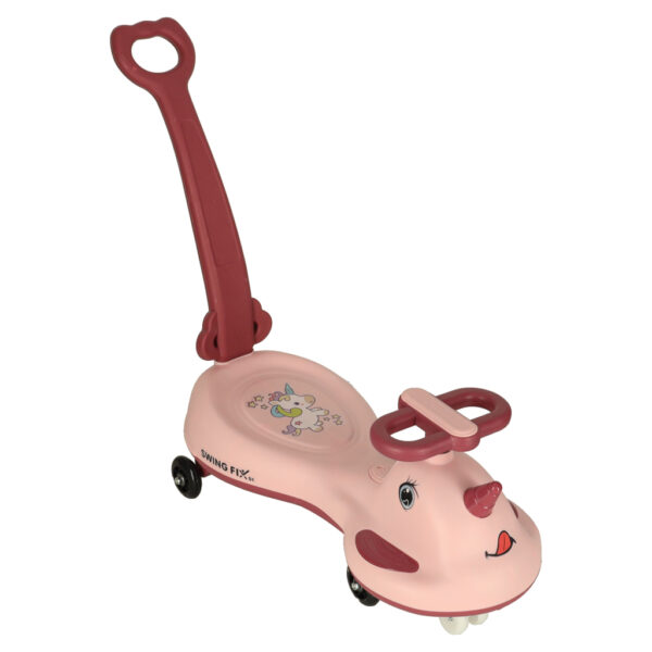 Jeździk grawitacyjny LED Swing FIX S1 skuter z rączką różowy max 65kg - obrazek 4