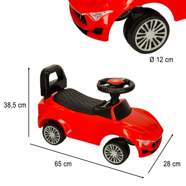 Jeździk pchacz samochód auto z dźwiękiem i światłami czerwony - obrazek 5