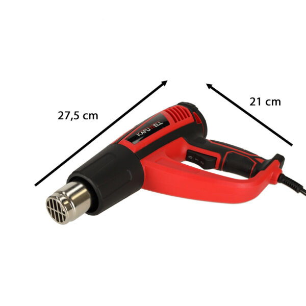 KAFUWELL Opalarka elektryczna z regulacja tempratury 0-600 st. C przepływ powietrza 300-500 l/min + 4 wymienne końcówki 1850W - obrazek 12