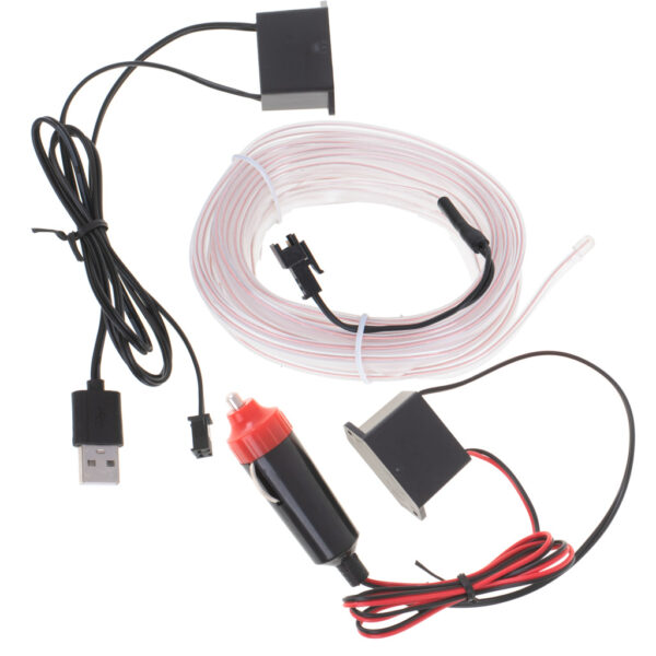 Oświetlenie ambientowe LED do samochodu / auta USB / 12V taśma 5m biała - obrazek 3