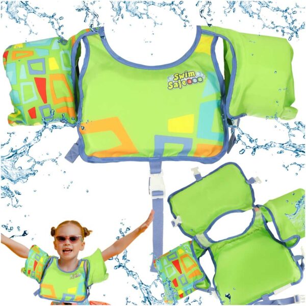 Kamizelka piankowa z rękawkami do pływania kapok dla dzieci 3-6 lat 19-30 kg BESTWAY 32174 zielona - obrazek 7
