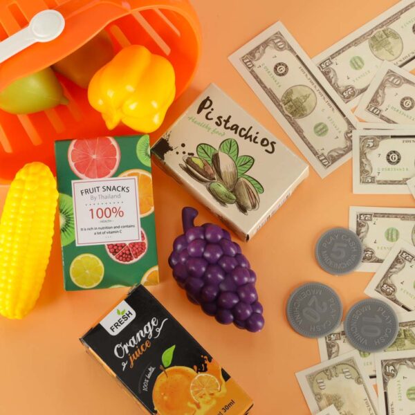 Kasa fiskalna dla dzieci supermarket sklep skaner kalkulator koszyk z akcesoriami 36 el. - obrazek 15