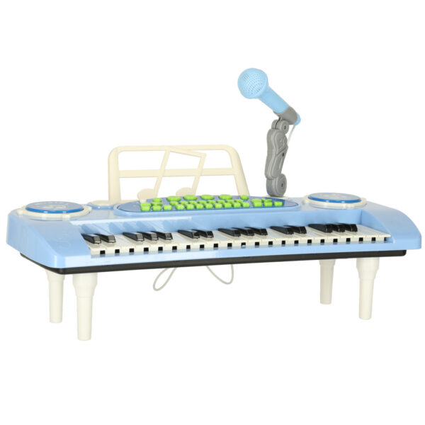Keyboard dla dzieci pianinko interaktywne organki 37 klawiszy mikrofon statyw niebieskie - obrazek 3