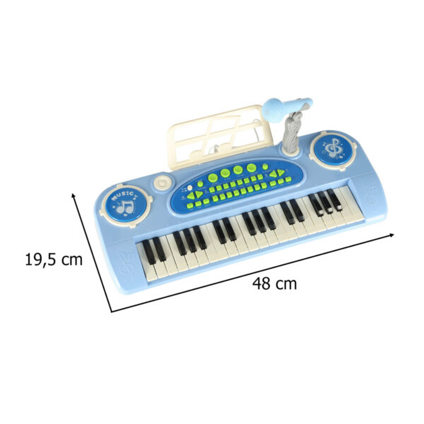 Keyboard dla dzieci pianinko interaktywne organki 37 klawiszy mikrofon statyw niebieskie - obrazek 13