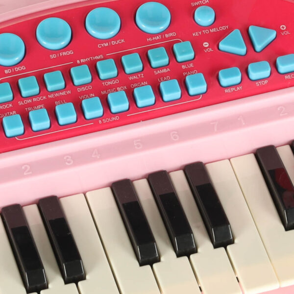 Keyboard dla dzieci pianinko interaktywne organki 37 klawiszy mikrofon statyw różowe - obrazek 5