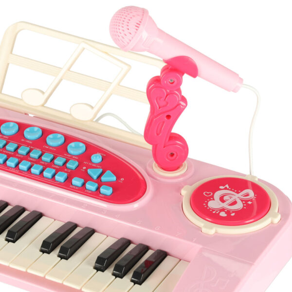 Keyboard dla dzieci pianinko interaktywne organki 37 klawiszy mikrofon statyw różowe - obrazek 11