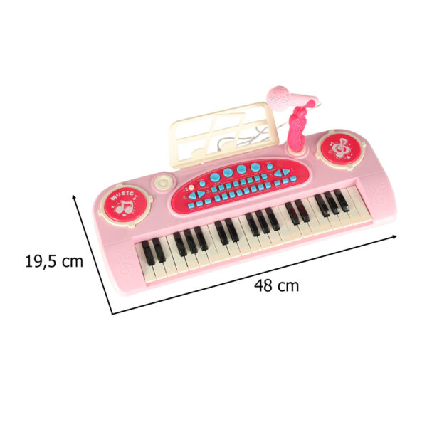 Keyboard dla dzieci pianinko interaktywne organki 37 klawiszy mikrofon statyw różowe - obrazek 13