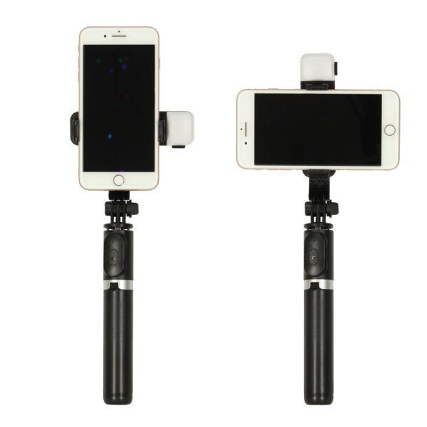 Kijek do selfie z pilotem Bluetooth statyw tripod lampka LED czarny - obrazek 6