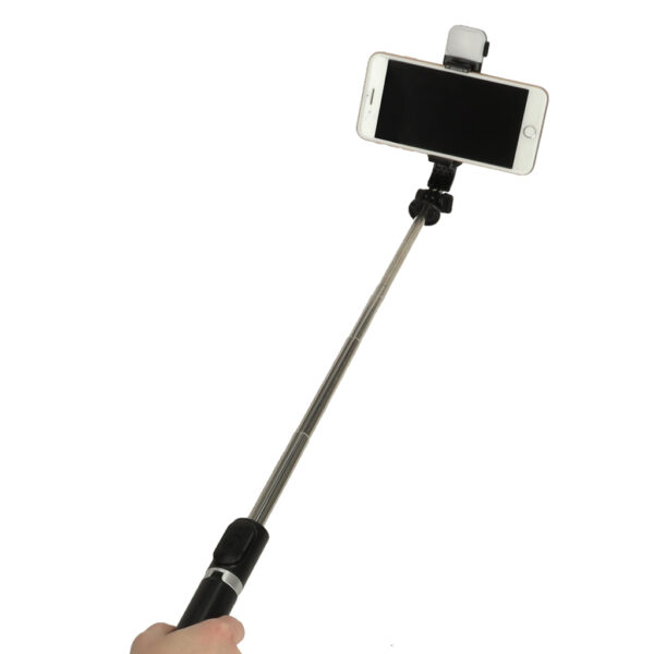 Kijek do selfie z pilotem Bluetooth statyw tripod lampka LED czarny - obrazek 8