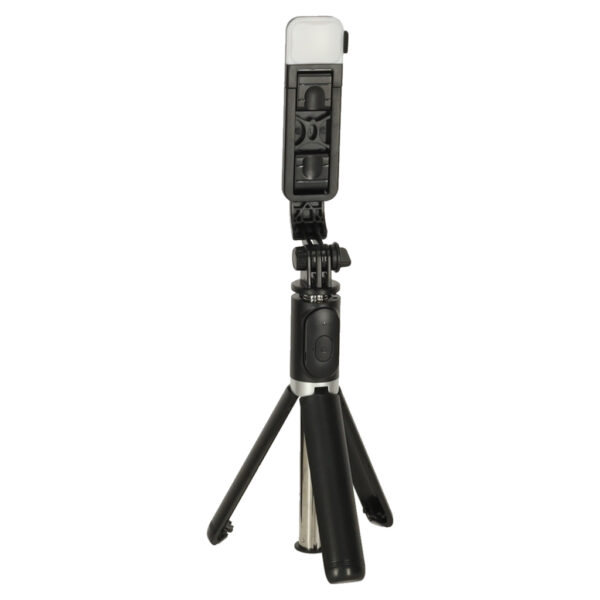 Kijek do selfie z pilotem Bluetooth statyw tripod lampka LED czarny - obrazek 11