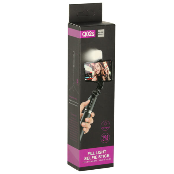 Kijek do selfie z pilotem Bluetooth statyw tripod lampka LED czarny - obrazek 15