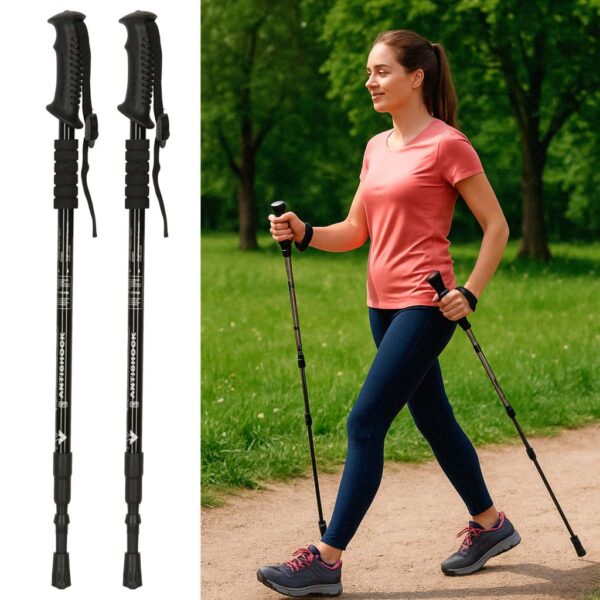 Kijki kije trekkingowe do nordic walking składane 2 sztuki czarne - obrazek 7