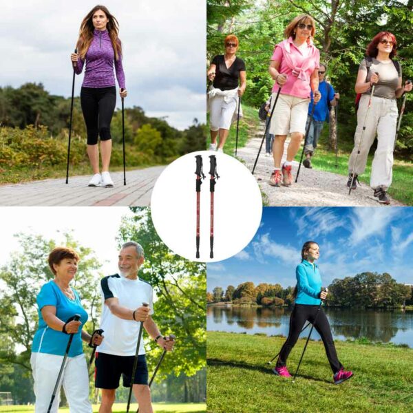 Kijki kije trekkingowe do nordic walking składane 2 sztuki czerwone - obrazek 9