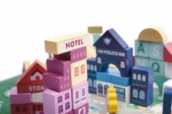 Klocki drewniane edukacyjne miasto puzzle 100el. - obrazek 8
